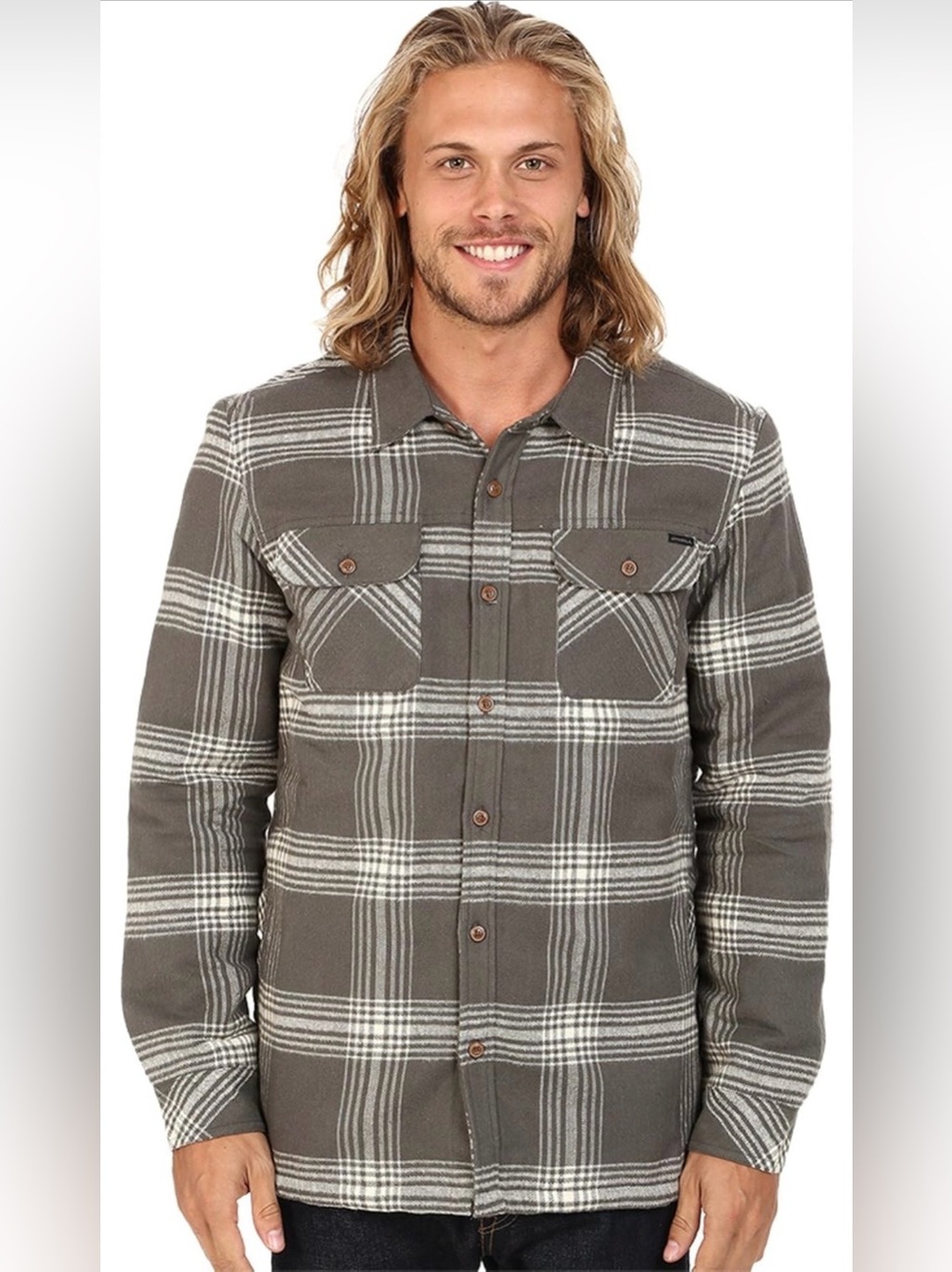 Oneill Classic Fit Heavy Plaid Flannel Fleece Sherpa Lined Shirt Jacket Size Lg.